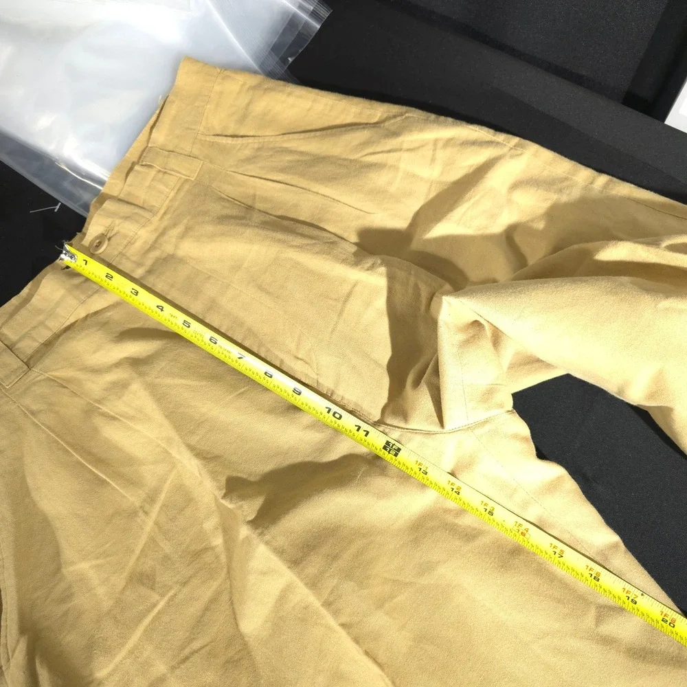 Pierre Garcia Linen Trousers Mens 36 Tan Pleated Cuffed Summer Beach Pants 36x26